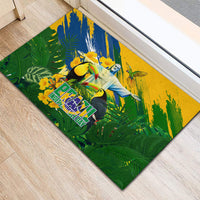 Brazil Independence Day Rubber Doormat One Nation One Heart - Tropical Toucan Macaw Christ Redeemer