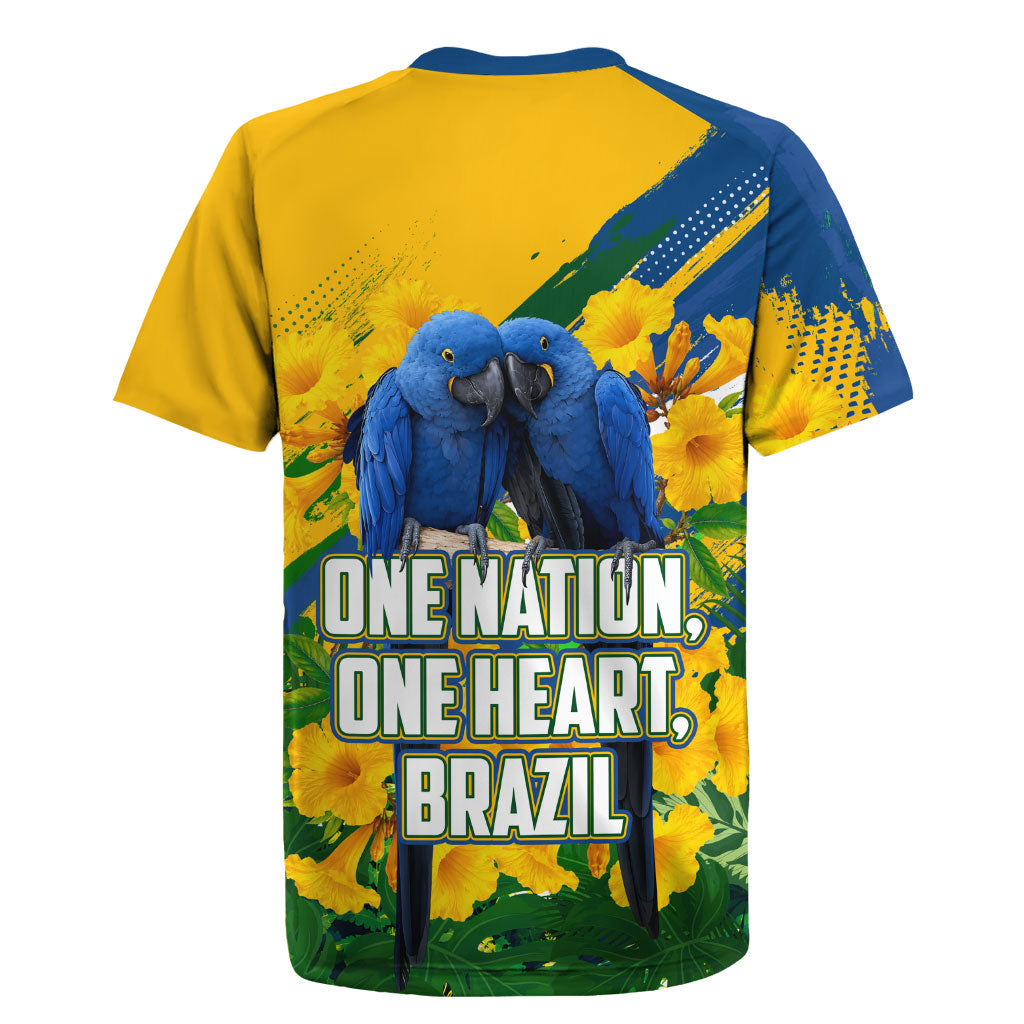 Brazil Independence Day Rugby Jersey One Nation One Heart - Tropical Toucan Macaw Christ Redeemer