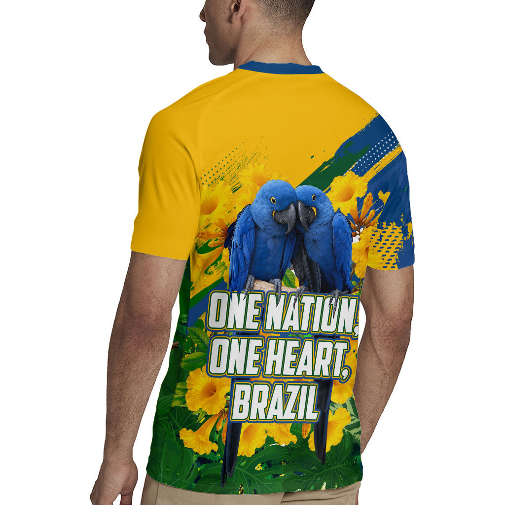 Brazil Independence Day Rugby Jersey One Nation One Heart - Tropical Toucan Macaw Christ Redeemer