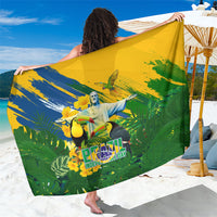 Brazil Independence Day Sarong One Nation One Heart - Tropical Toucan Macaw Christ Redeemer