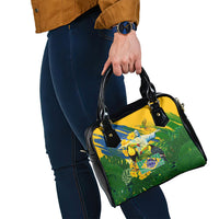 Brazil Independence Day Shoulder Handbag One Nation One Heart - Tropical Toucan Macaw Christ Redeemer