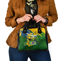 Brazil Independence Day Shoulder Handbag One Nation One Heart - Tropical Toucan Macaw Christ Redeemer