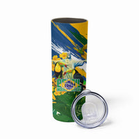 Brazil Independence Day Skinny Tumbler One Nation One Heart - Tropical Toucan Macaw Christ Redeemer