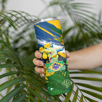 Brazil Independence Day Skinny Tumbler One Nation One Heart - Tropical Toucan Macaw Christ Redeemer