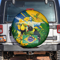 Brazil Independence Day Spare Tire Cover One Nation One Heart - Tropical Toucan Macaw Christ Redeemer