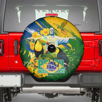 Brazil Independence Day Spare Tire Cover One Nation One Heart - Tropical Toucan Macaw Christ Redeemer