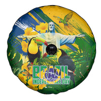 Brazil Independence Day Spare Tire Cover One Nation One Heart - Tropical Toucan Macaw Christ Redeemer