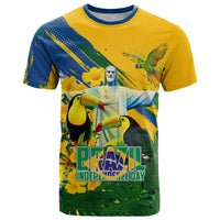Brazil Independence Day T Shirt One Nation One Heart - Tropical Toucan Macaw Christ Redeemer