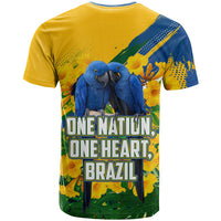 Brazil Independence Day T Shirt One Nation One Heart - Tropical Toucan Macaw Christ Redeemer