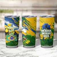Brazil Independence Day Tumbler Cup One Nation One Heart - Tropical Toucan Macaw Christ Redeemer