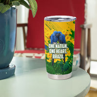Brazil Independence Day Tumbler Cup One Nation One Heart - Tropical Toucan Macaw Christ Redeemer