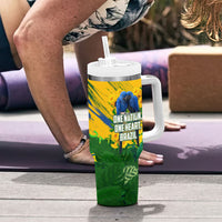 Brazil Independence Day Tumbler With Handle One Nation One Heart - Tropical Toucan Macaw Christ Redeemer