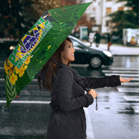 Brazil Independence Day Umbrella One Nation One Heart - Tropical Toucan Macaw Christ Redeemer