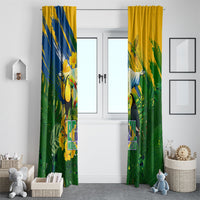 Brazil Independence Day Window Curtain One Nation One Heart - Tropical Toucan Macaw Christ Redeemer