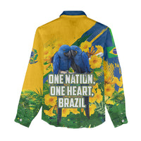 Brazil Independence Day Women Casual Shirt One Nation One Heart - Tropical Toucan Macaw Christ Redeemer