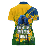 Brazil Independence Day Women Polo Shirt One Nation One Heart - Tropical Toucan Macaw Christ Redeemer