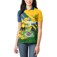 Brazil Independence Day Women Polo Shirt One Nation One Heart - Tropical Toucan Macaw Christ Redeemer