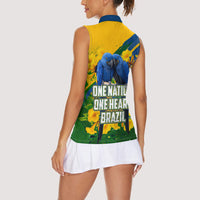 Brazil Independence Day Women Sleeveless Polo Shirt One Nation One Heart - Tropical Toucan Macaw Christ Redeemer