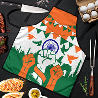 India Patriotic Freedom Apron Flag Colors Raised Fist Typography Graphic