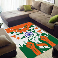 India Patriotic Freedom Area Rug Flag Colors Raised Fist Typography Graphic