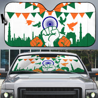 India Patriotic Freedom Auto Sun Shade Flag Colors Raised Fist Typography Graphic