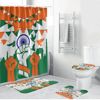 India Patriotic Freedom Bathroom Set Flag Colors Raised Fist Typography Graphic