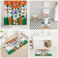 India Patriotic Freedom Bathroom Set Flag Colors Raised Fist Typography Graphic