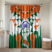 India Patriotic Freedom Bathroom Set Flag Colors Raised Fist Typography Graphic