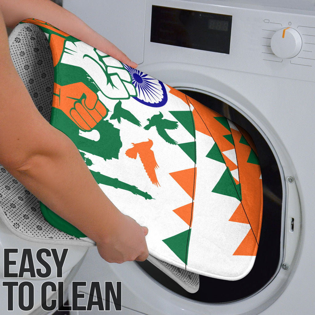 India Patriotic Freedom Bathroom Set Flag Colors Raised Fist Typography Graphic