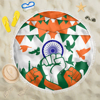 India Patriotic Freedom Beach Blanket Flag Colors Raised Fist Typography Graphic