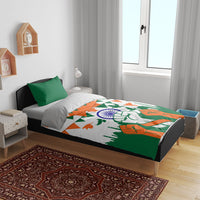India Patriotic Freedom Bedding Set Flag Colors Raised Fist Typography Graphic
