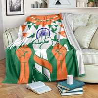 India Patriotic Freedom Blanket Flag Colors Raised Fist Typography Graphic