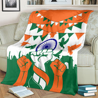 India Patriotic Freedom Blanket Flag Colors Raised Fist Typography Graphic