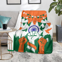 India Patriotic Freedom Blanket Flag Colors Raised Fist Typography Graphic