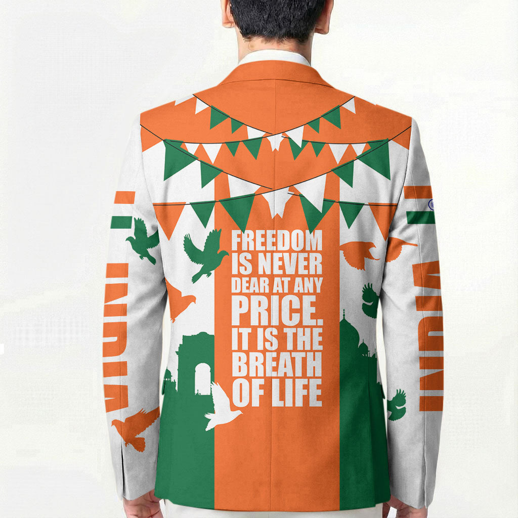 India Patriotic Freedom Blazer Flag Colors Raised Fist Typography Graphic