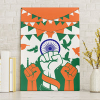 India Patriotic Freedom Canvas Wall Art Flag Colors Raised Fist Typography Graphic