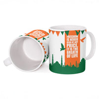 India Patriotic Freedom Ceramic Mug Flag Colors Raised Fist Typography Graphic