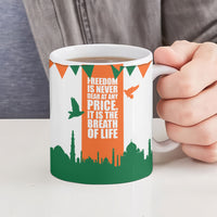India Patriotic Freedom Ceramic Mug Flag Colors Raised Fist Typography Graphic