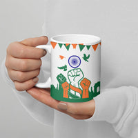 India Patriotic Freedom Ceramic Mug Flag Colors Raised Fist Typography Graphic