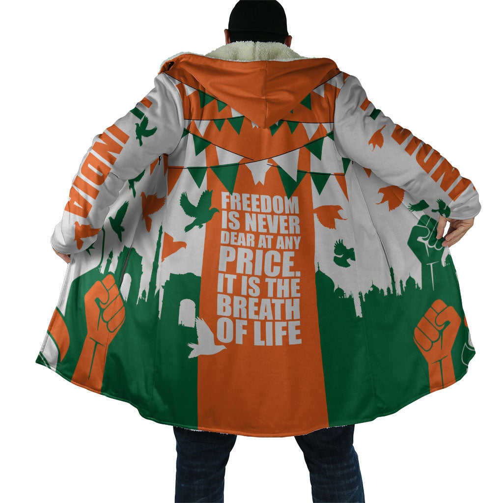 India Patriotic Freedom Cloak Flag Colors Raised Fist Typography Graphic