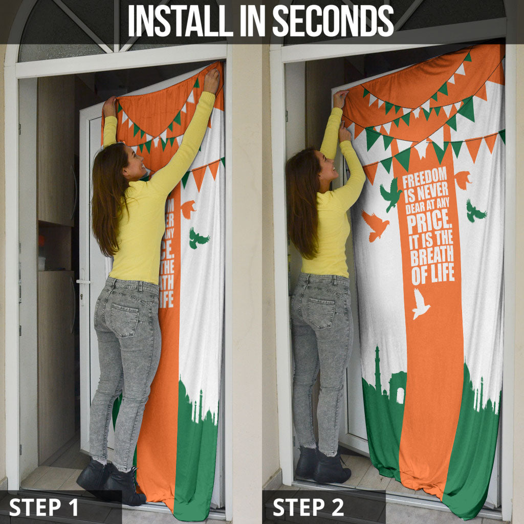 India Patriotic Freedom Door Cover Flag Colors Raised Fist Typography Graphic