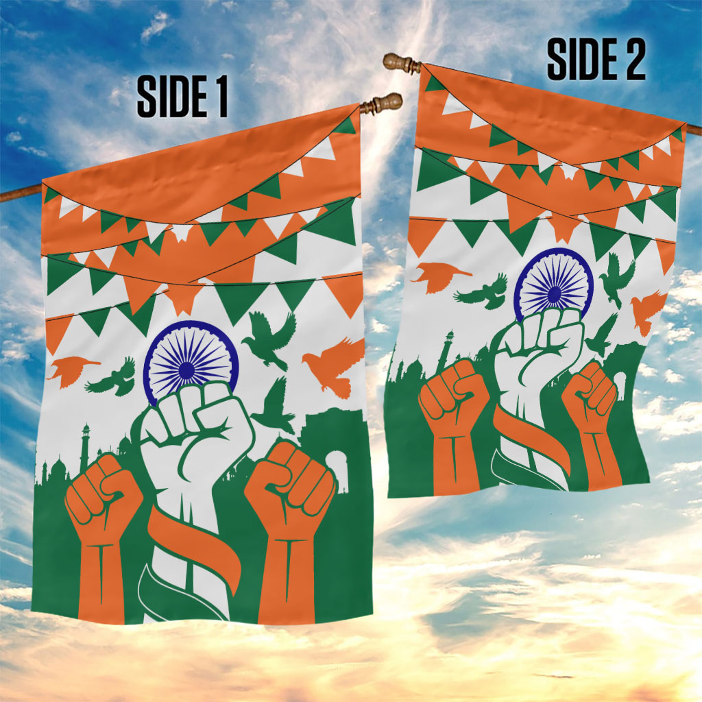 India Patriotic Freedom Garden Flag Flag Colors Raised Fist Typography Graphic