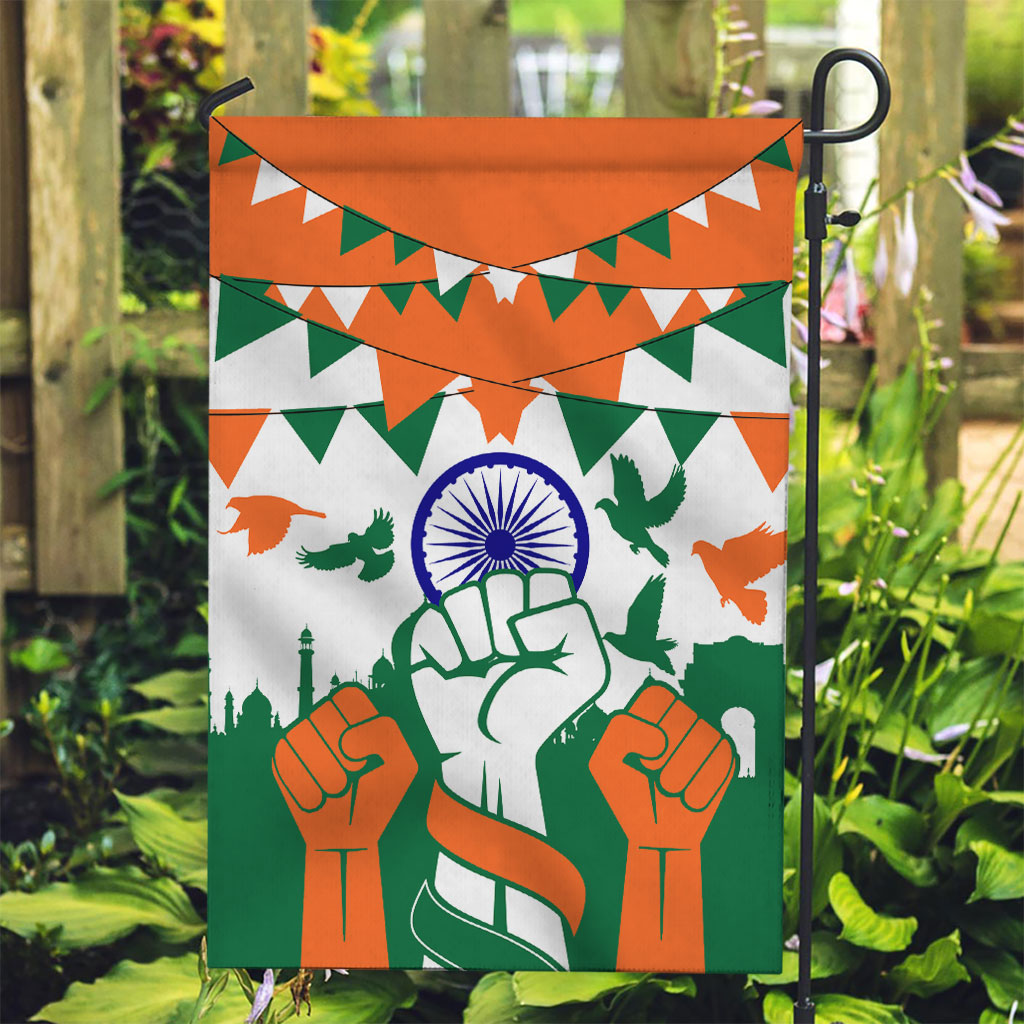 India Patriotic Freedom Garden Flag Flag Colors Raised Fist Typography Graphic