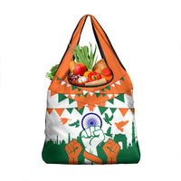 India Patriotic Freedom Grocery Bag Flag Colors Raised Fist Typography Graphic