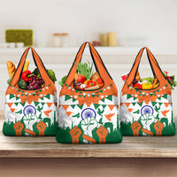 India Patriotic Freedom Grocery Bag Flag Colors Raised Fist Typography Graphic