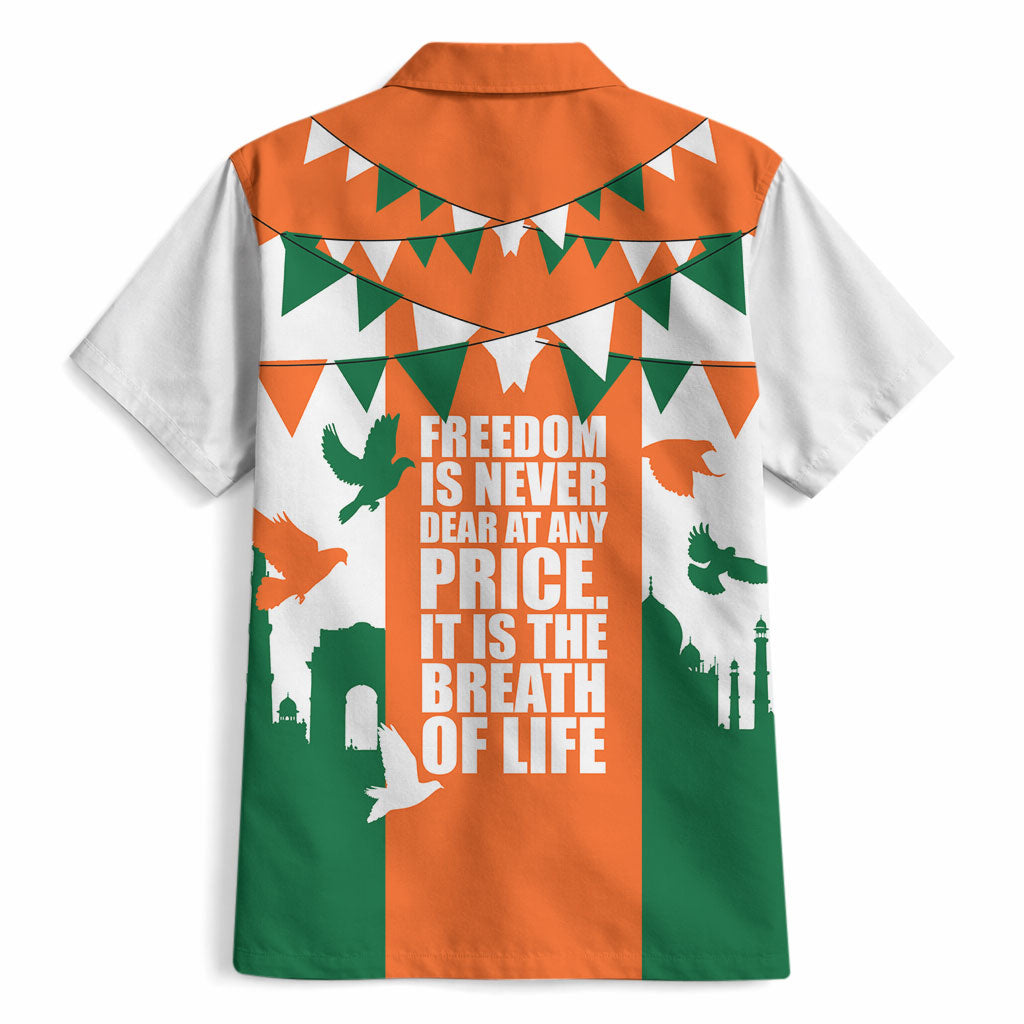 India Patriotic Freedom Hawaiian Shirt Flag Colors Raised Fist Typography Graphic