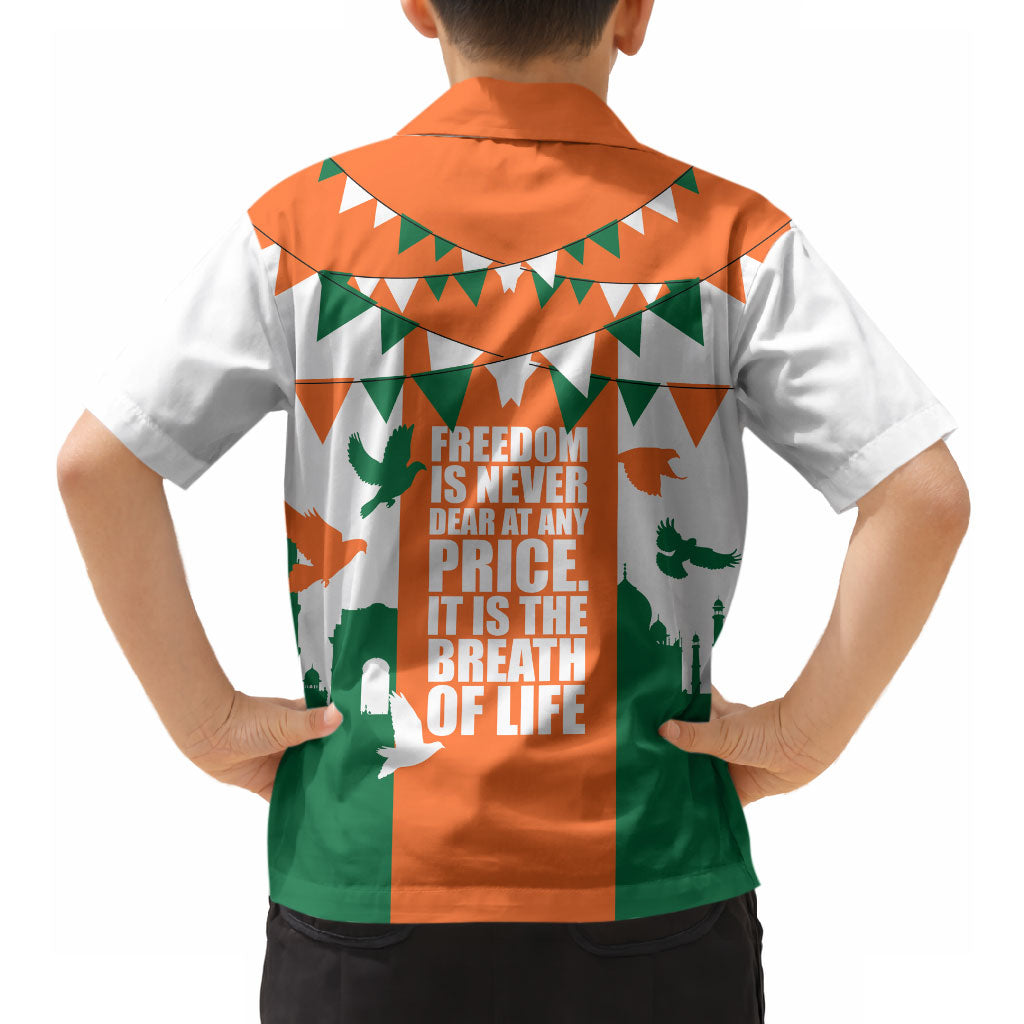 India Patriotic Freedom Hawaiian Shirt Flag Colors Raised Fist Typography Graphic