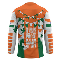India Patriotic Freedom Hockey Jersey Flag Colors Raised Fist Typography Graphic