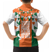 India Patriotic Freedom Kid Hawaiian Shirt Flag Colors Raised Fist Typography Graphic