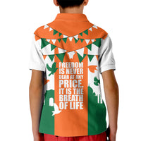 India Patriotic Freedom Kid Polo Shirt Flag Colors Raised Fist Typography Graphic